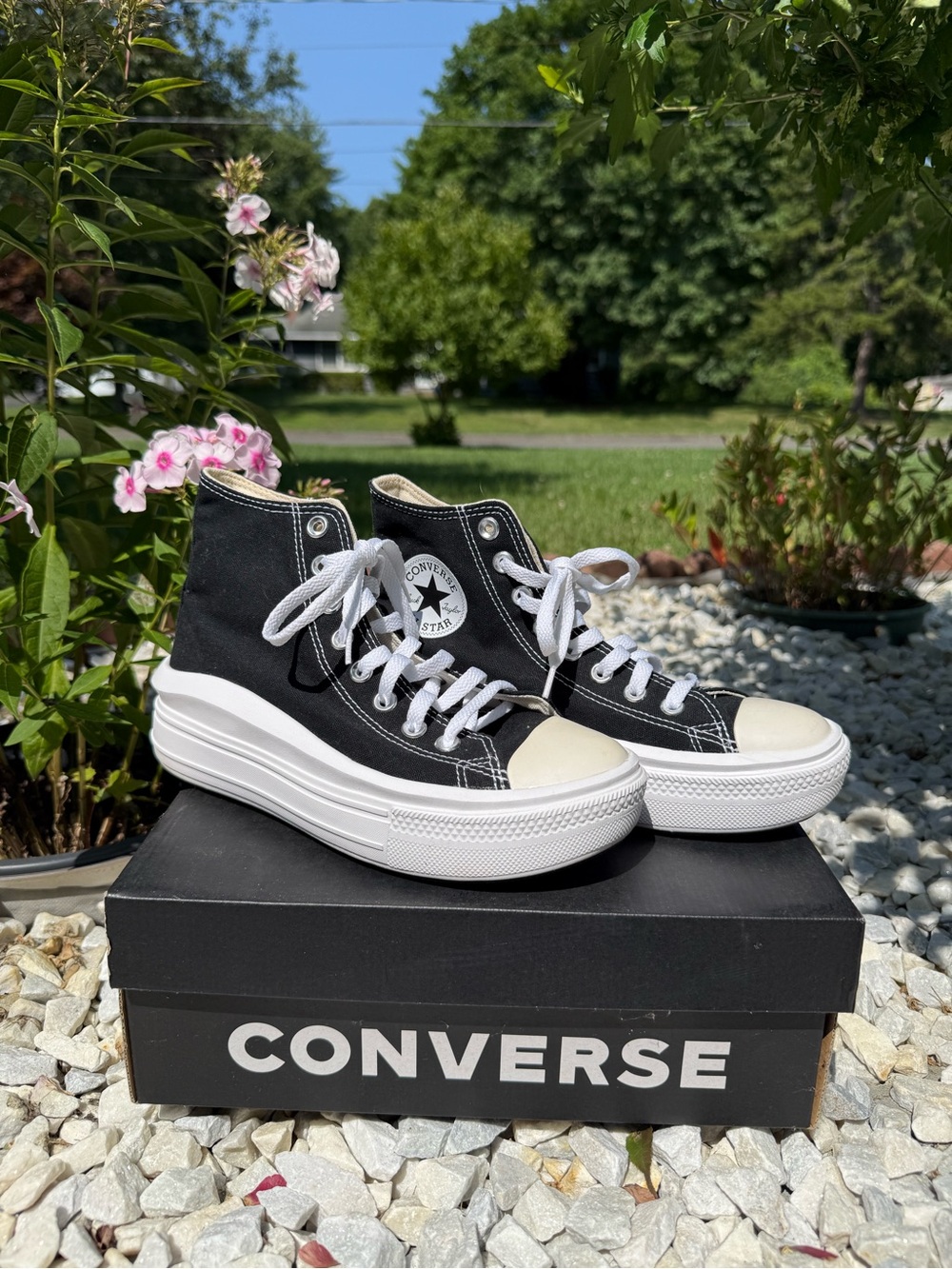 Converse Black/White High Top Platform Sneakers